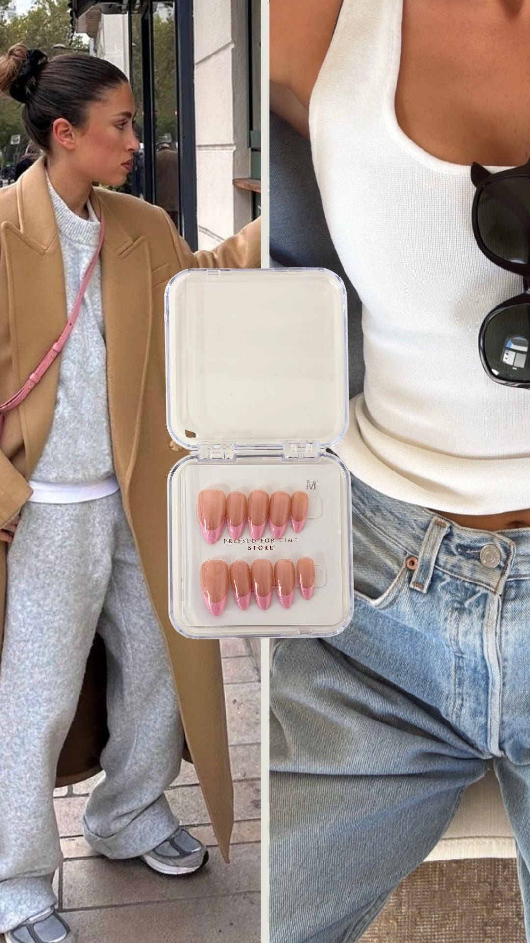 Pink glittery base with baby pink tips