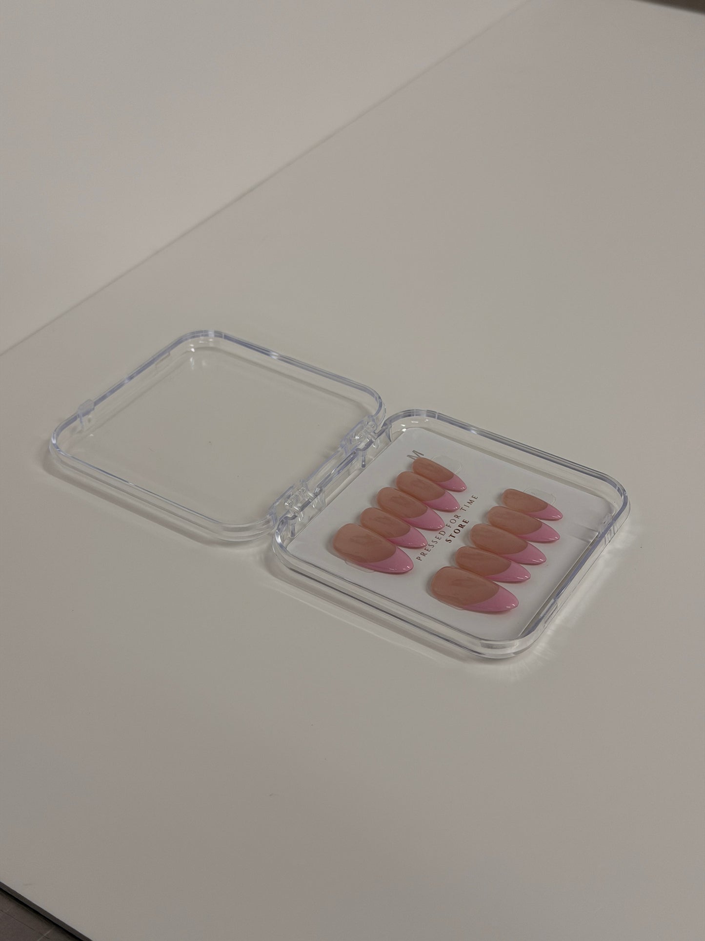 Pink glittery base with baby pink tips