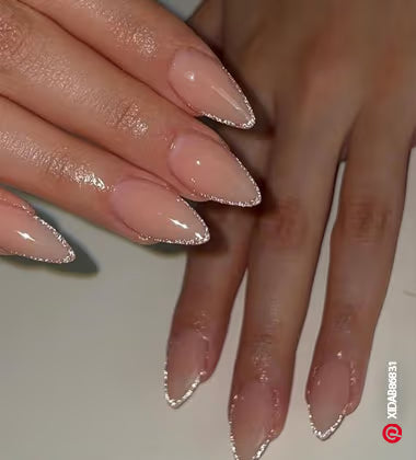 Nude base glittery tips